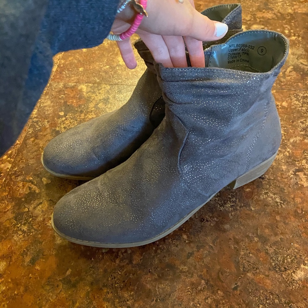 Gray sparkly booties